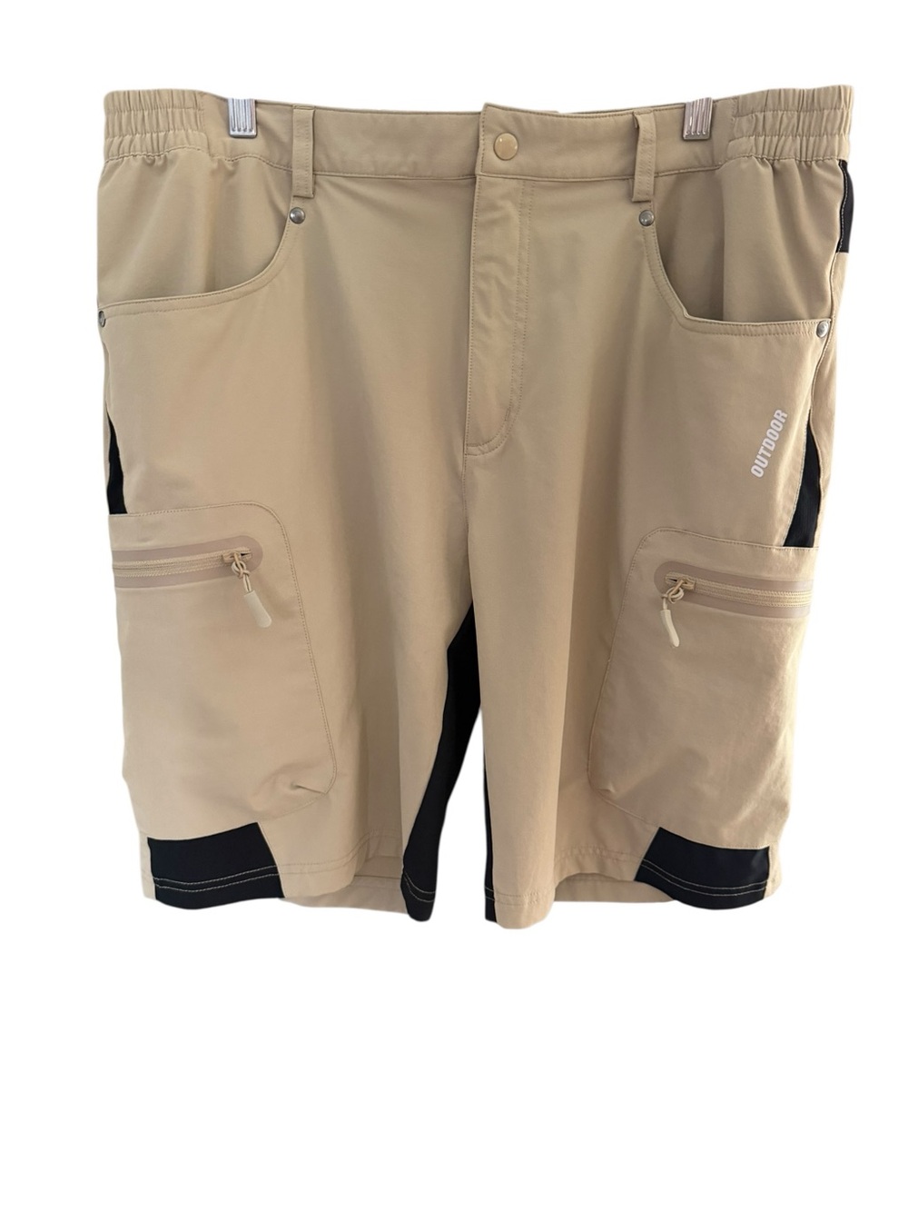 CRYSULLY Men’s Quick Dry Performance Cargo Shorts Khaki Zip Pocket Size 38